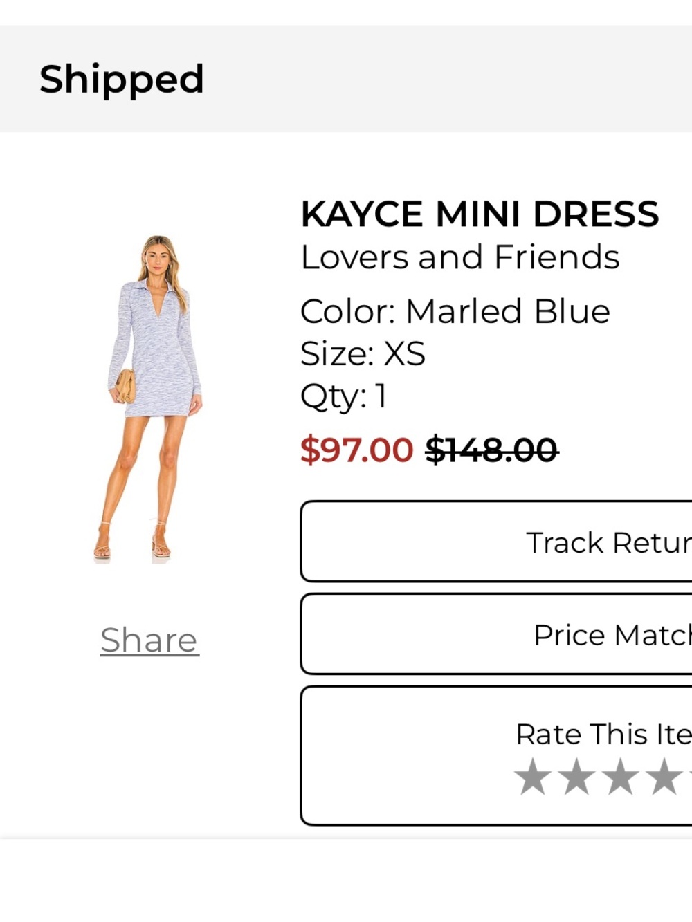 Lovers + Friends Marled Blue Kayce Mini Dress